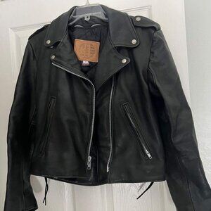 Women’s Heavy Leather Motorcycle Jacket Size 8